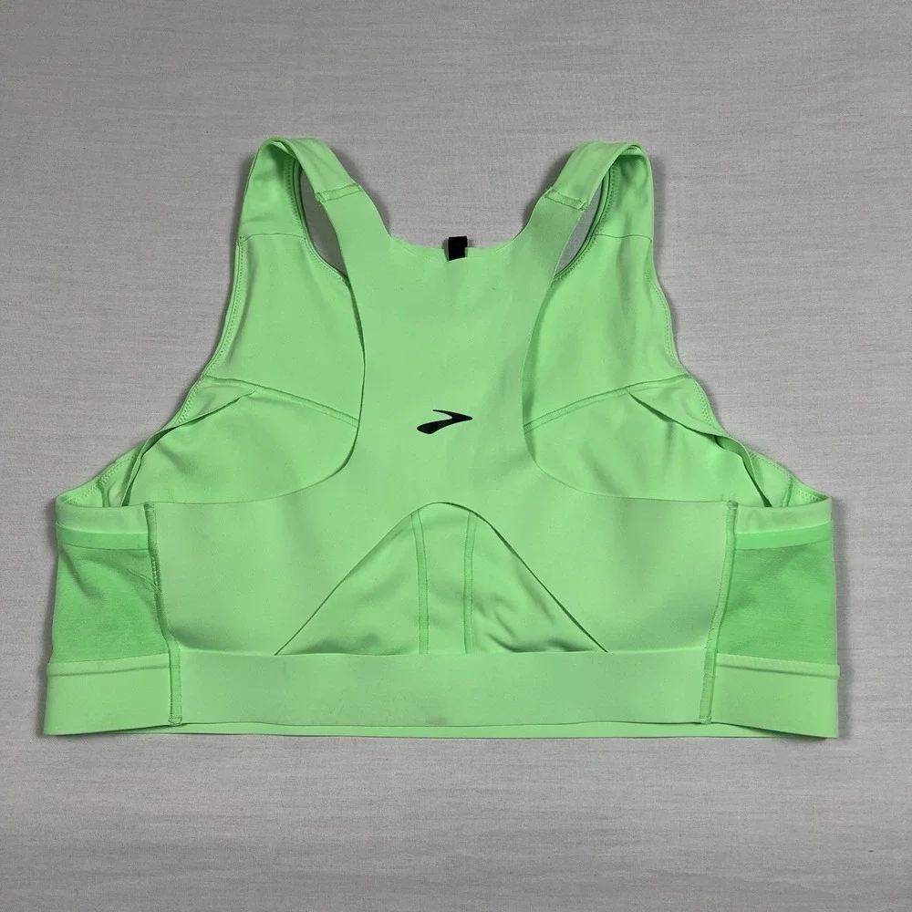 Brooks Sports Bra Women's‎ 40 C/D Drive 3 Pocket Run Green Athletic Breathable